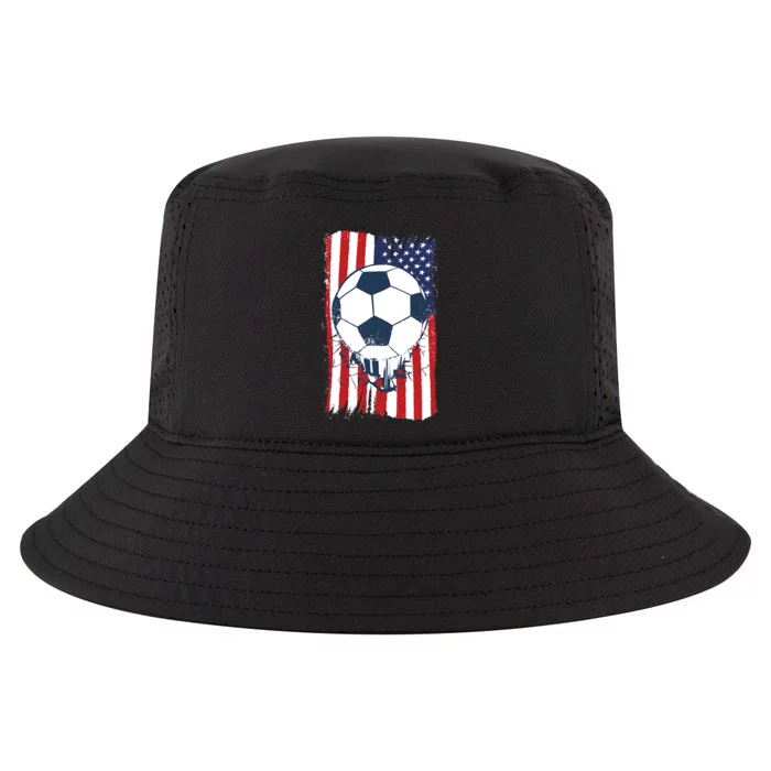 Soccer USA Flag Shirt, Soccer Ball Graphic Cool Comfort Performance Bucket Hat