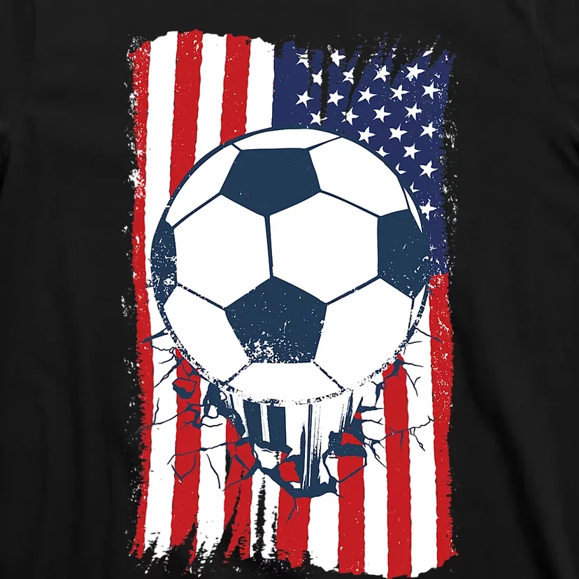 Soccer USA Flag Shirt, Soccer Ball Graphic T-Shirt