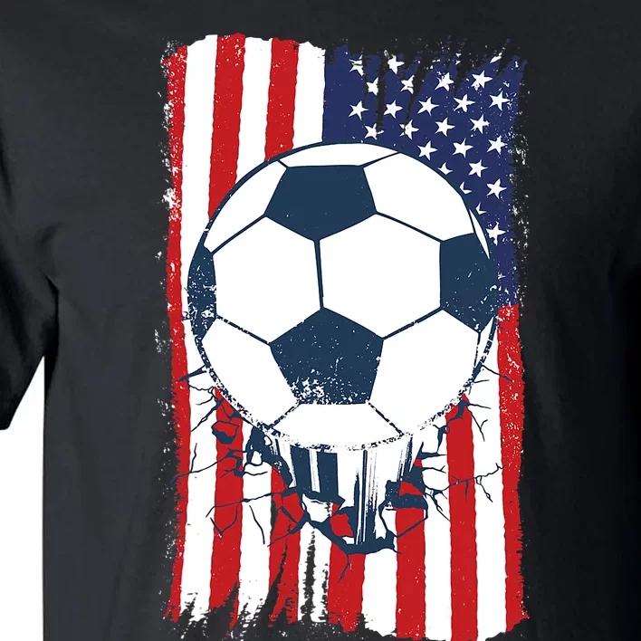 Soccer USA Flag Shirt, Soccer Ball Graphic Tall T-Shirt