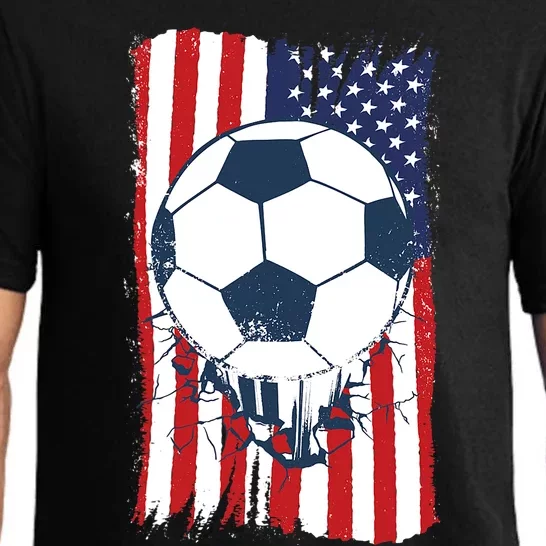 Soccer USA Flag Shirt, Soccer Ball Graphic Pajama Set