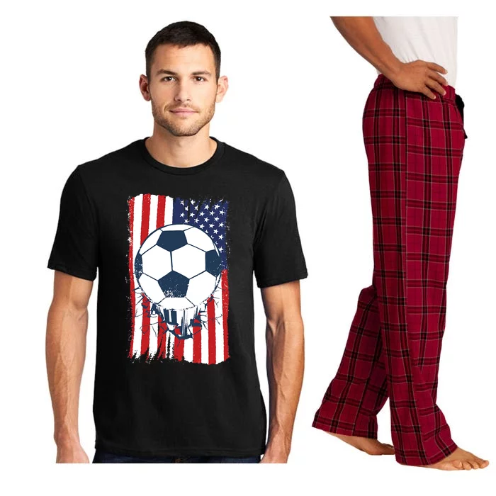 Soccer USA Flag Shirt, Soccer Ball Graphic Pajama Set