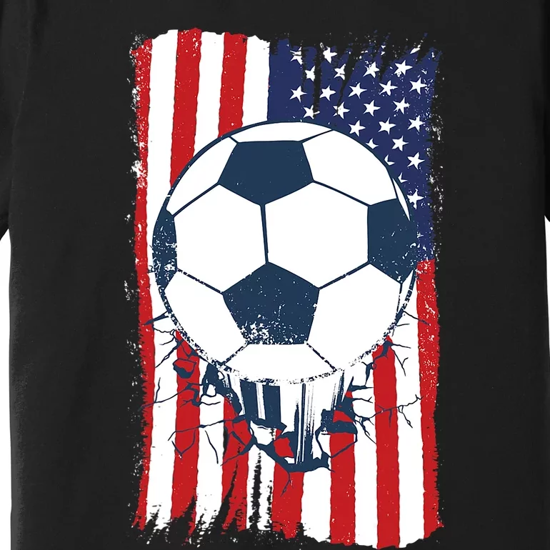 Soccer USA Flag Shirt, Soccer Ball Graphic Premium T-Shirt