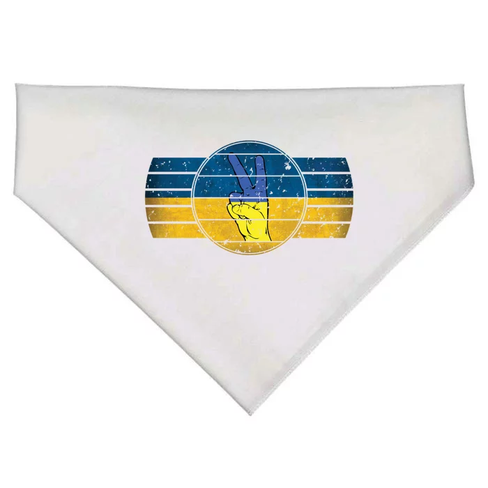 Support Ukrainian Flag Peace And Love I Stand With Ukraine Cute Gift USA-Made Doggie Bandana