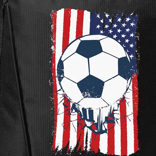 Soccer USA Flag, Soccer Ball Graphic City Backpack