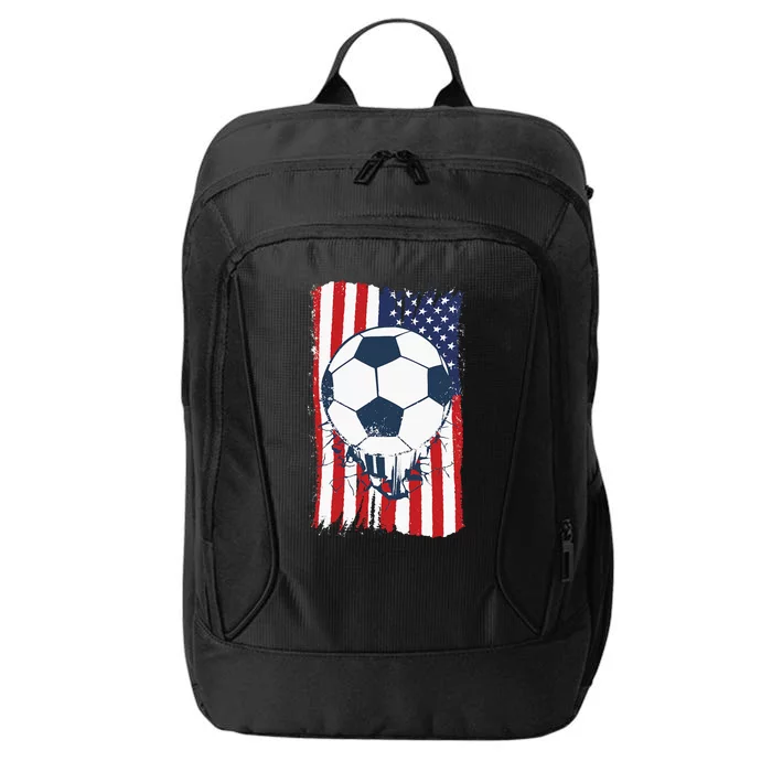 Soccer USA Flag, Soccer Ball Graphic City Backpack