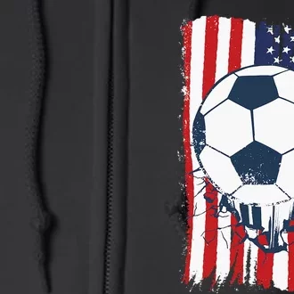 Soccer USA Flag, Soccer Ball Graphic Full Zip Hoodie