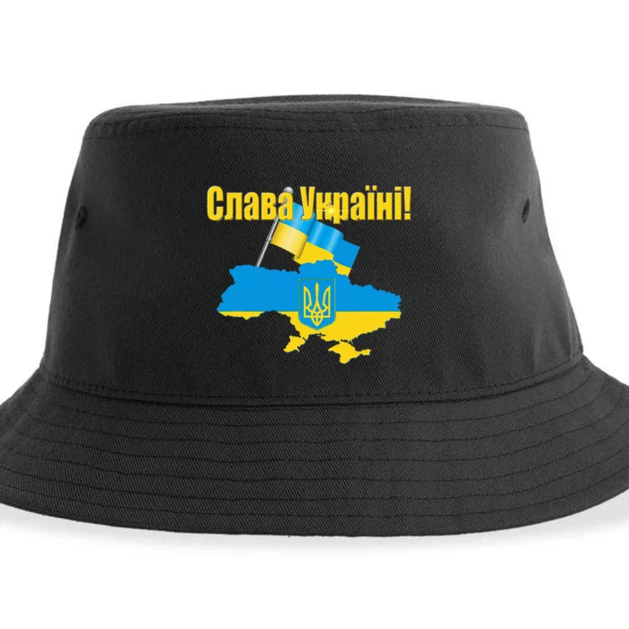 Slava Ukraine Flag And Colors Glory To Ukraine Sustainable Bucket Hat