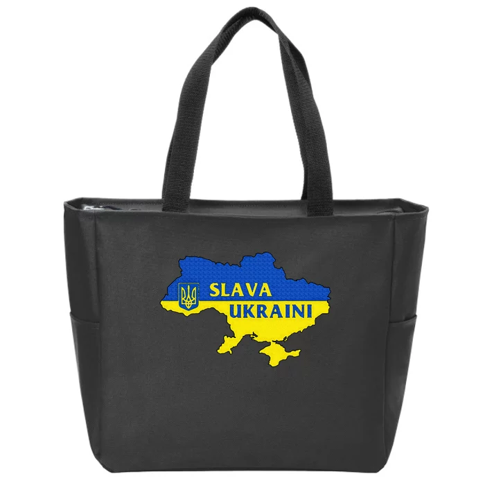 Slava Ukraini Glory To Ukraine Support Ukrainian Flag Zip Tote Bag