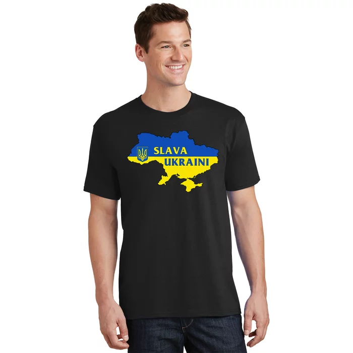 Slava Ukraini Glory To Ukraine Support Ukrainian Flag T-Shirt