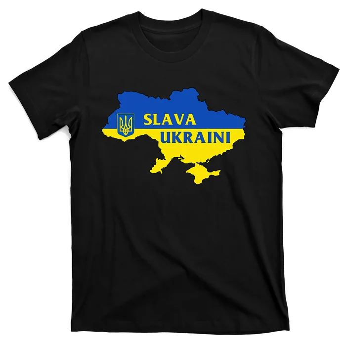 Slava Ukraini Glory To Ukraine Support Ukrainian Flag T-Shirt