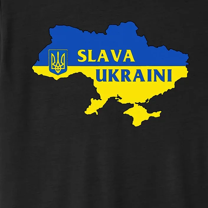 Slava Ukraini Glory To Ukraine Support Ukrainian Flag ChromaSoft Performance T-Shirt