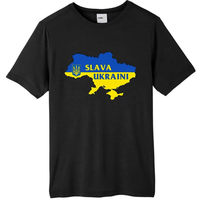 Slava Ukraini Glory To Ukraine Support Ukrainian Flag ChromaSoft Performance T-Shirt