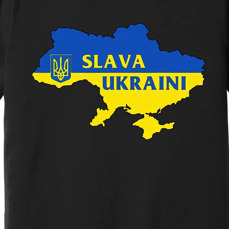 Slava Ukraini Glory To Ukraine Support Ukrainian Flag Premium T-Shirt