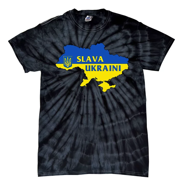 Slava Ukraini Glory To Ukraine Support Ukrainian Flag Tie-Dye T-Shirt