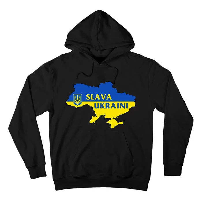 Slava Ukraini Glory To Ukraine Support Ukrainian Flag Tall Hoodie