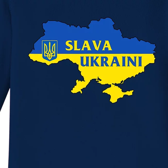 Slava Ukraini Glory To Ukraine Shirt Support Ukrainian Flag Baby Long Sleeve Bodysuit