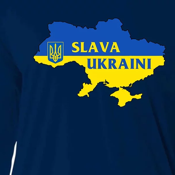 Slava Ukraini Glory To Ukraine Shirt Support Ukrainian Flag Cooling Performance Long Sleeve Crew