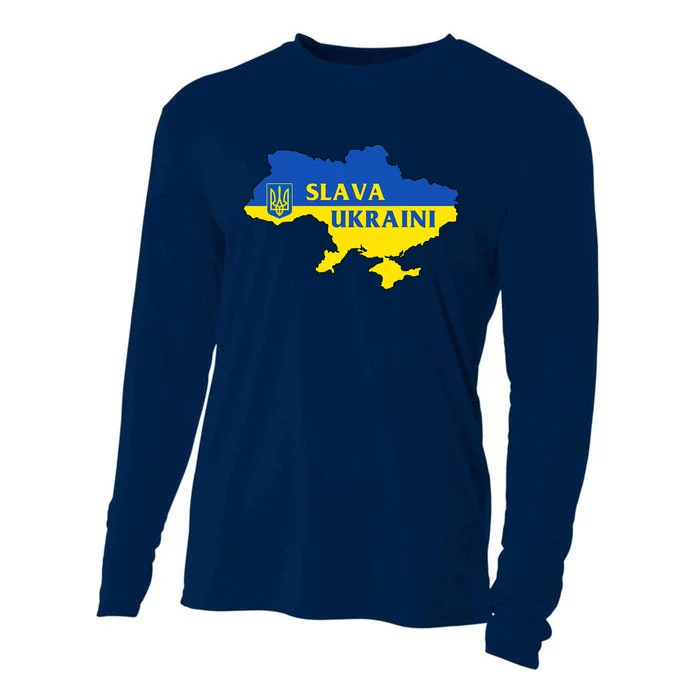 Slava Ukraini Glory To Ukraine Shirt Support Ukrainian Flag Cooling Performance Long Sleeve Crew