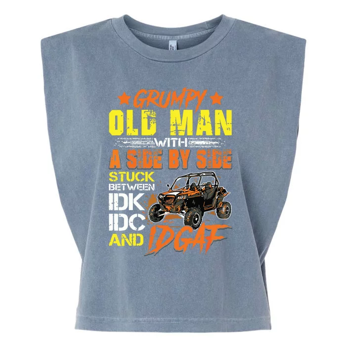 Sxs Utv Grumpy Old Man With Side By Side Garment-Dyed Women's Muscle Tee