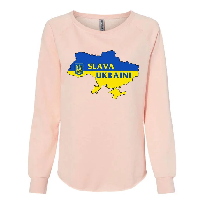 Slava Ukraini Glory To Ukraine Support Ukrainian Flag Womens California Wash Sweatshirt