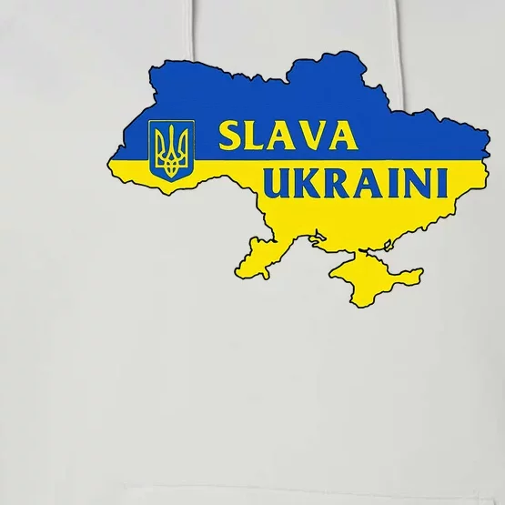 Slava Ukraini Glory To Ukraine Support Ukrainian Flag Performance Fleece Hoodie