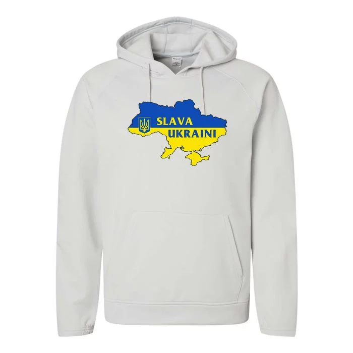 Slava Ukraini Glory To Ukraine Support Ukrainian Flag Performance Fleece Hoodie