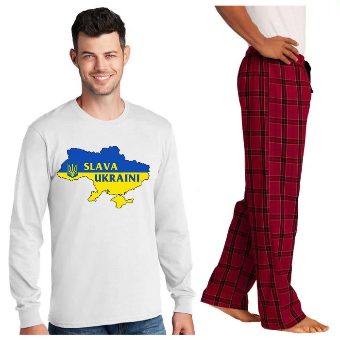 Slava Ukraini Glory To Ukraine Support Ukrainian Flag Long Sleeve Pajama Set