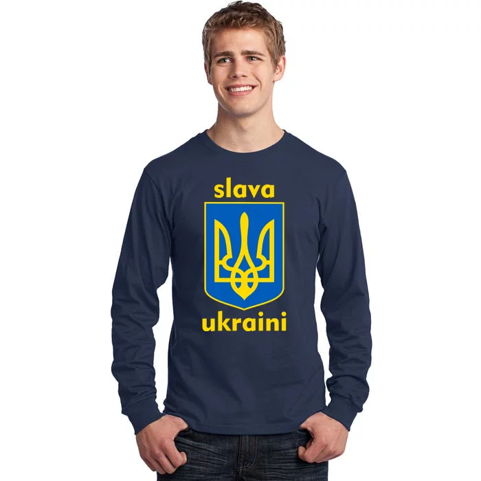 Slava Ukraini Glory To Ukraine Trident Stand Support Tall Long Sleeve T-Shirt