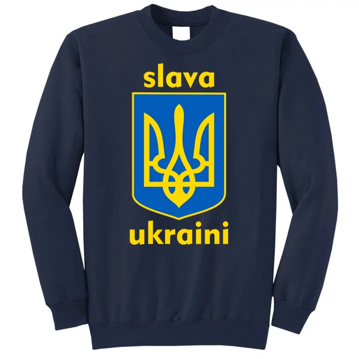 Slava Ukraini Glory To Ukraine Trident Stand Support Tall Sweatshirt