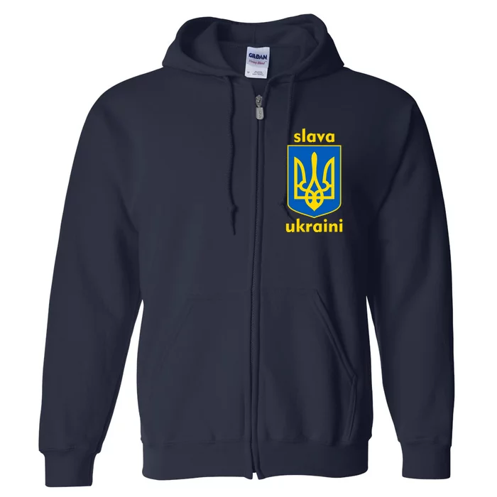 Slava Ukraini Glory To Ukraine Trident Stand Support Full Zip Hoodie