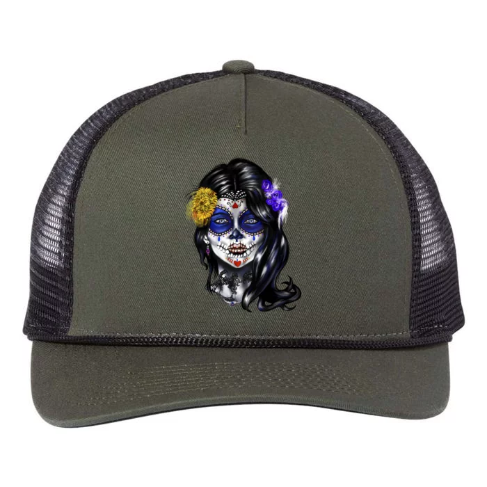 Sugar Face Front Retro Rope Trucker Hat Cap