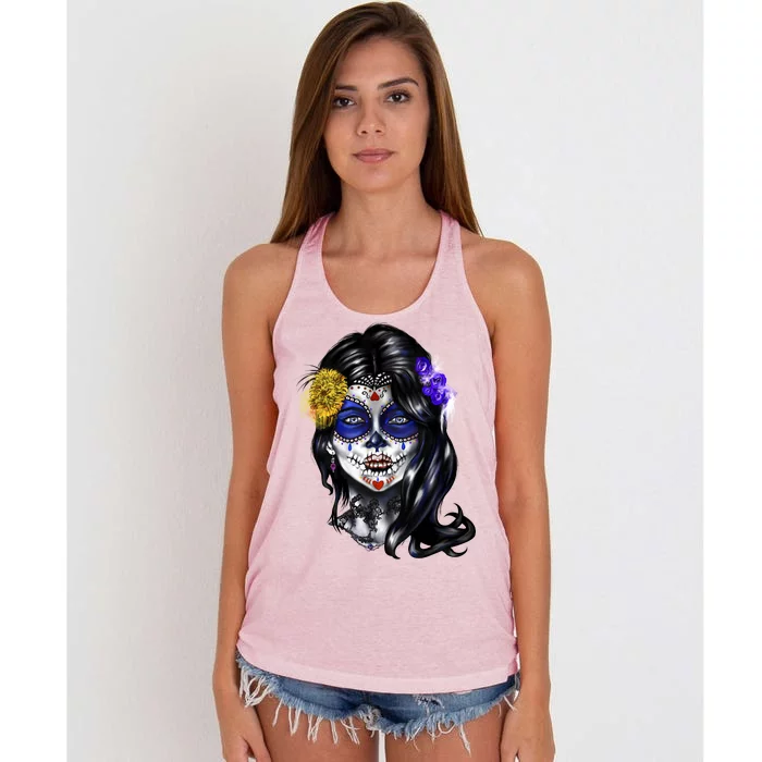 Sugar Face Front Women's Knotted Racerback Tank