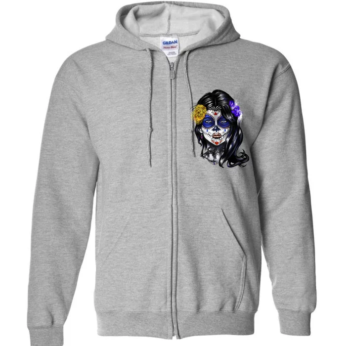 Sugar Face Front Full Zip Hoodie