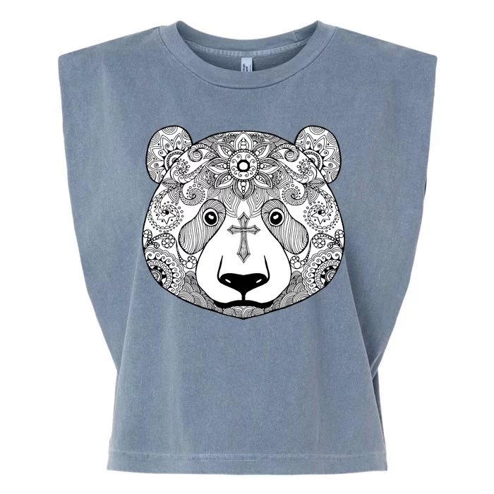 Sugar Flower Grey Style Panda Bear Garment-Dyed Women's Muscle Tee