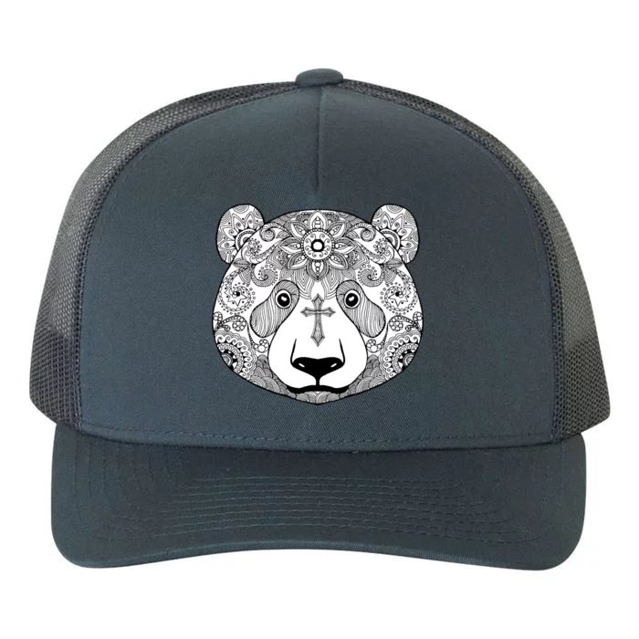 Sugar Flower Grey Style Panda Bear Yupoong Adult 5-Panel Trucker Hat