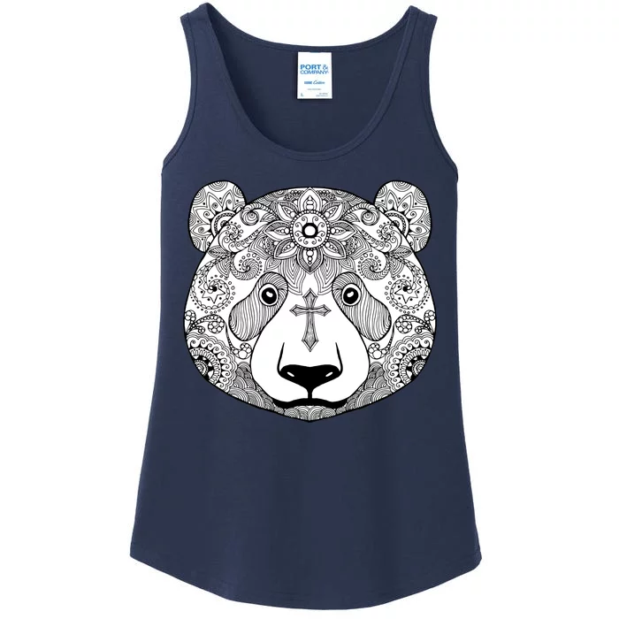 Sugar Flower Grey Style Panda Bear Ladies Essential Tank