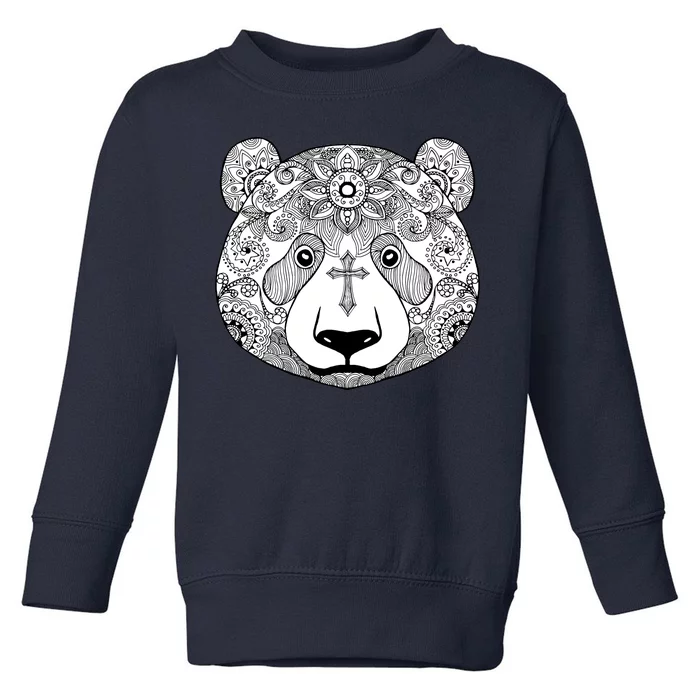 Sugar Flower Grey Style Panda Bear Toddler Sweatshirt