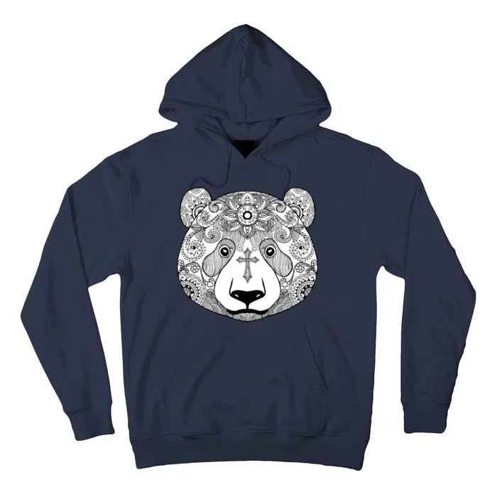 Sugar Flower Grey Style Panda Bear Tall Hoodie