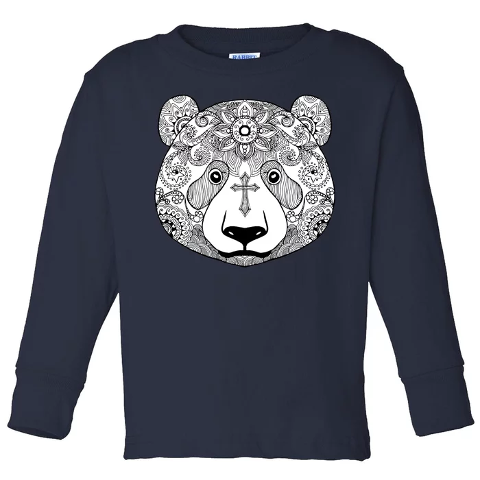 Sugar Flower Grey Style Panda Bear Toddler Long Sleeve Shirt