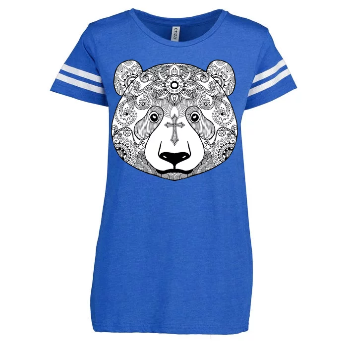 Sugar Flower Grey Style Panda Bear Enza Ladies Jersey Football T-Shirt