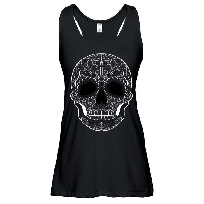 Sugar Skull Black & White Day of the Dead Ladies Essential Flowy Tank