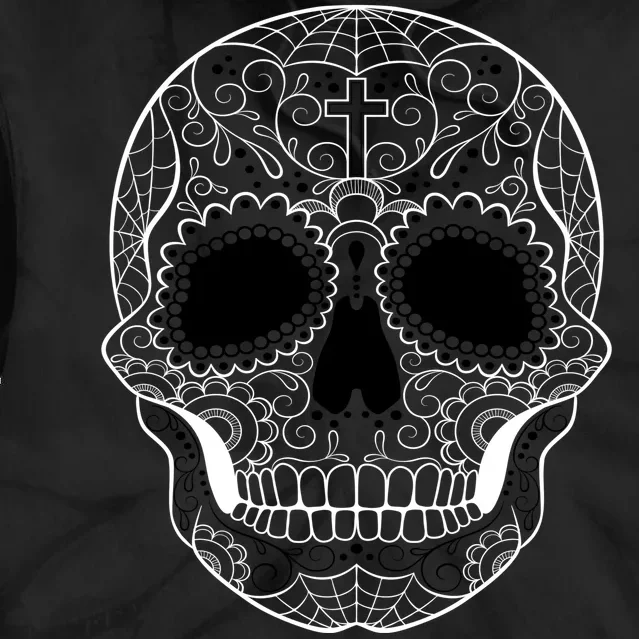 Sugar Skull Black & White Day of the Dead Tie Dye Hoodie