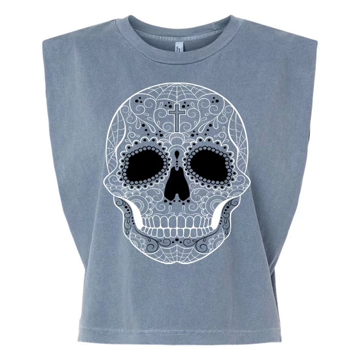 Sugar Skull Black & White Day of the Dead Garment-Dyed Women's Muscle Tee