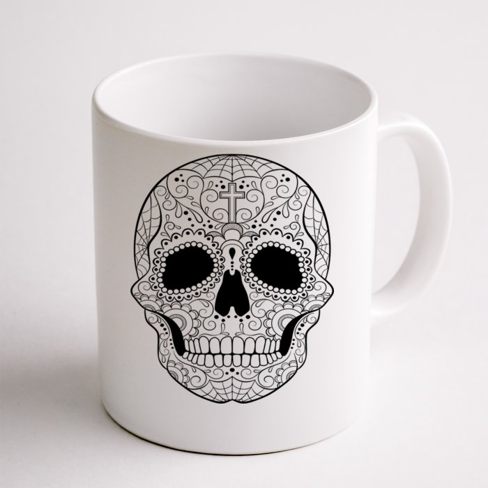 Sugar Skull Black & White Day of the Dead Front & Back Coffee Mug