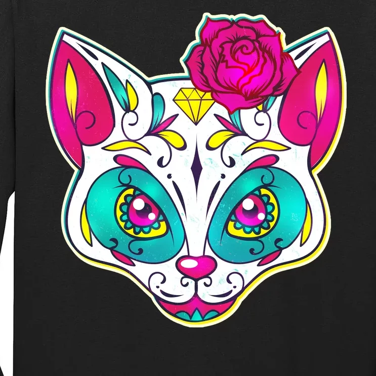 Sugar Skull Cat Tall Long Sleeve T-Shirt