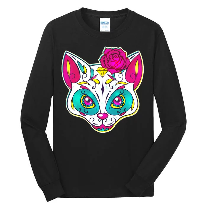 Sugar Skull Cat Tall Long Sleeve T-Shirt