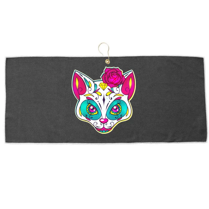 Sugar Skull Cat Large Microfiber Waffle Golf Towel