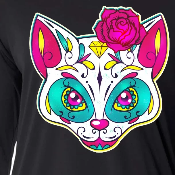 Sugar Skull Cat Cooling Performance Long Sleeve Crew