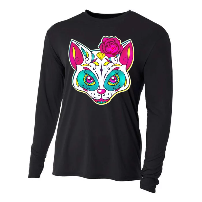 Sugar Skull Cat Cooling Performance Long Sleeve Crew