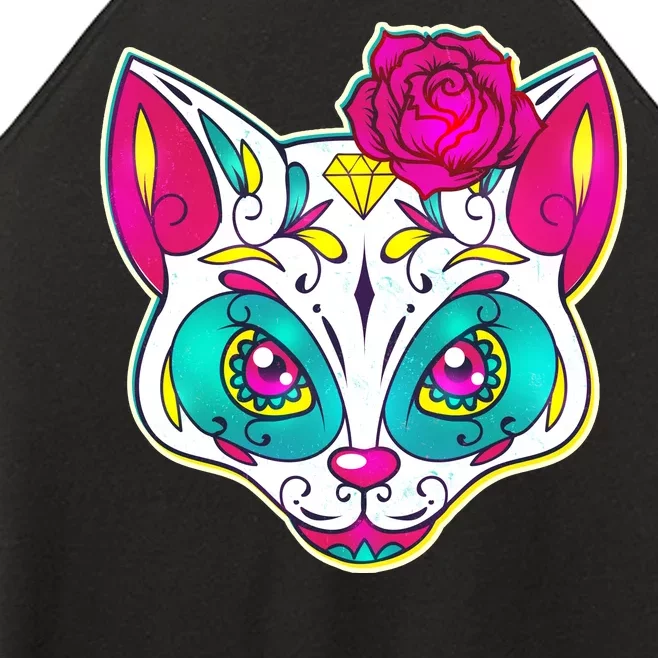 Sugar Skull Cat Women’s Perfect Tri Rocker Tank